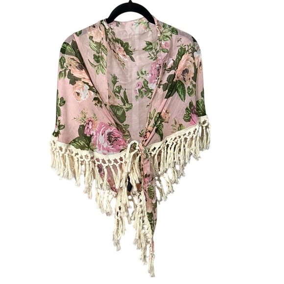 Steve Madden Accessories - Steve Madden Floral Scarf Shawl Wrap with Fringe Trim